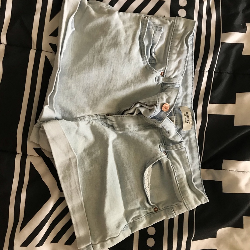 Light blue jean shorts